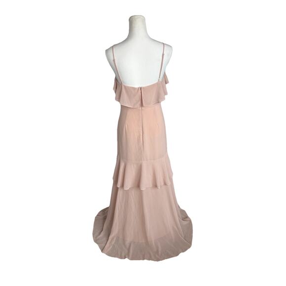 Lulus Blush Pink Maxi Dress Women’s Medium Ruffle V-Neck High Low Chiffon - Picture 5 of 11